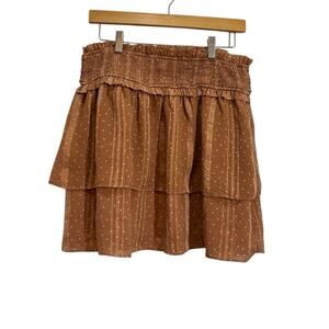 Storia Women Large Polk-A-Dot Ruffled Tiered Stretch Waist Casual Chic Boho